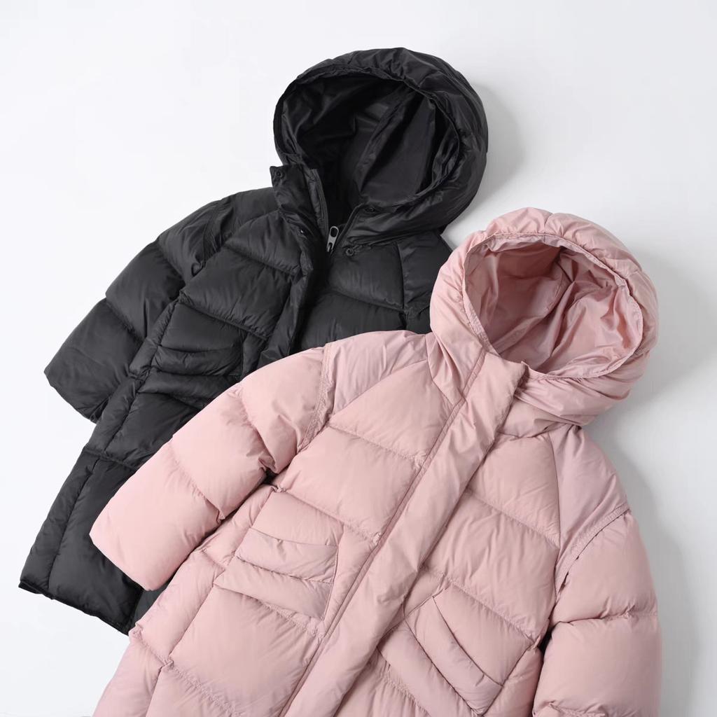 Girls Jacket Winter Long Style Solid Color Thick Warm Hooded Cotton Down Trench Coat for 5-14Y Kids Fashion Parka