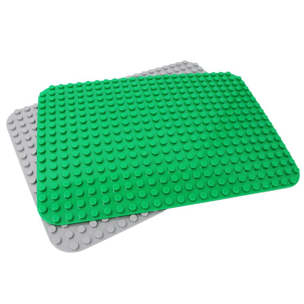 

INIBUD Baseplates, Building Blocks, Duplo Compatible, Rounded Corners, 24x17mm, GreenGray, Set of 2