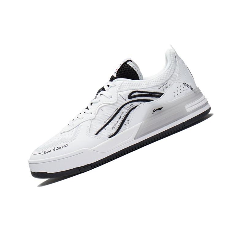 New LiNing Wave V1 Anti Slip And Wear Resistant Lightweight Low Top Skateboard Shoes Men's White Black AGCS029-5