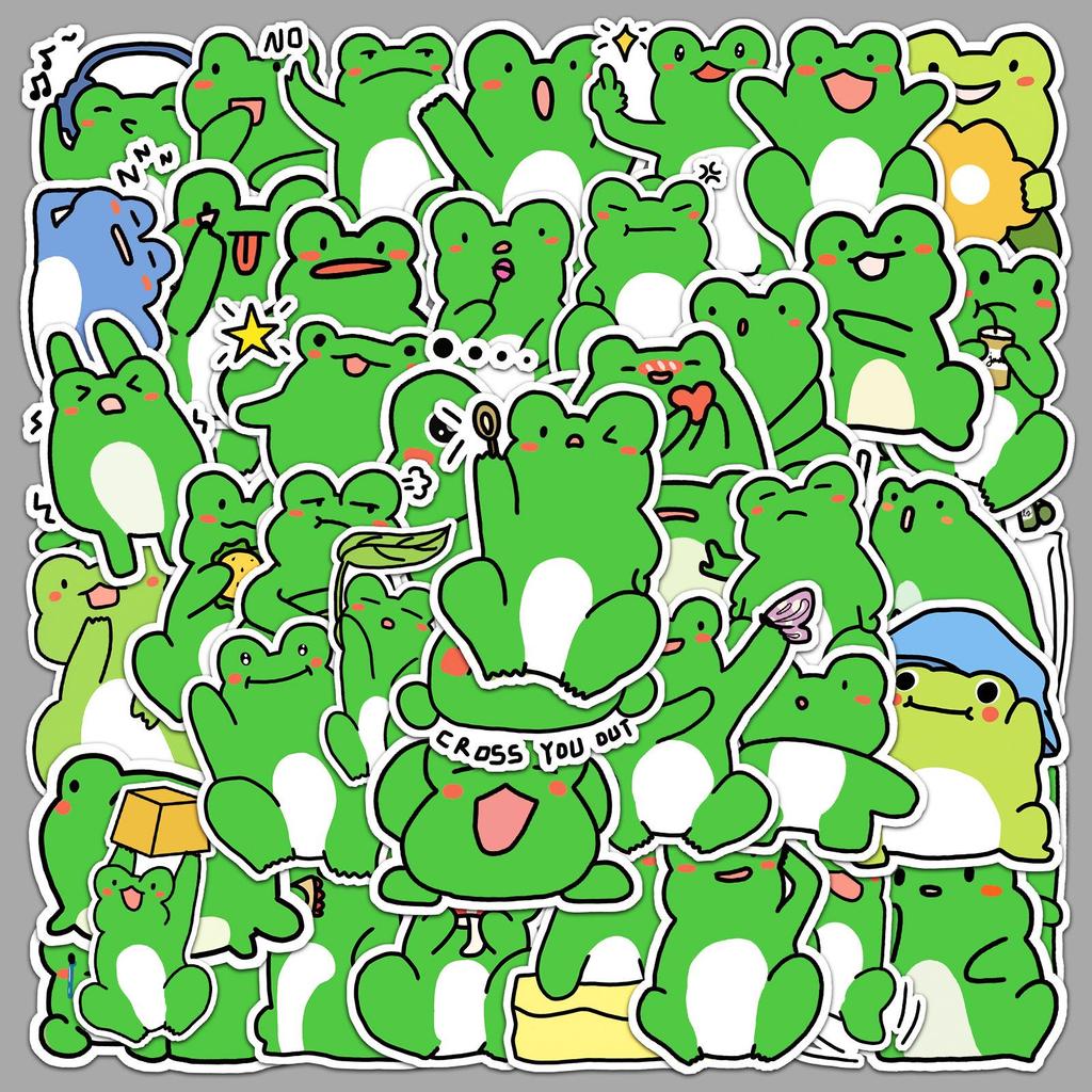 50 Cartoon Frog Stickers: Cute, Original, Waterproof for Phone Cases & Suitcases