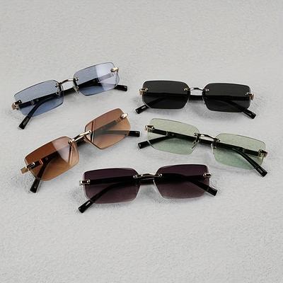 Stylish Rimless Rectangle Fashion Glasses for Men & Women - Trendy Black Lens  Classic Design for Casual Attire