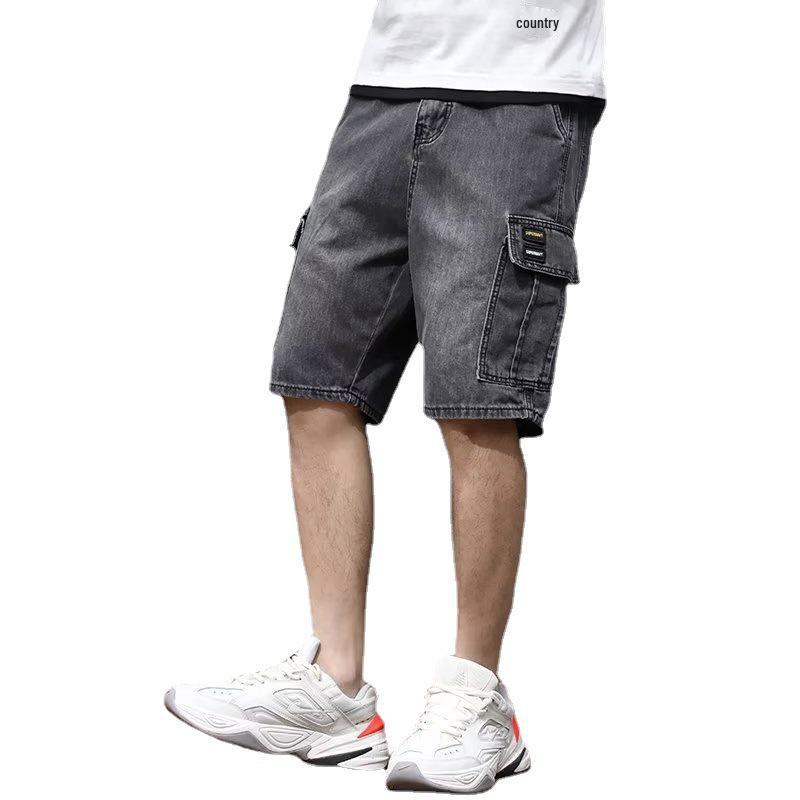 Men's Summer Japanese Fashion Denim Multi-Pocket Loose Shorts