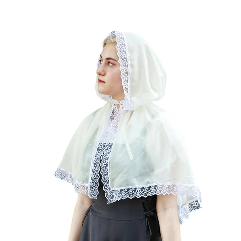 

Creative Lace Bridal Veil with Drawstring Designs Chapel Scarf Headpiece For Church Ceremonies And Outdoor Weddings