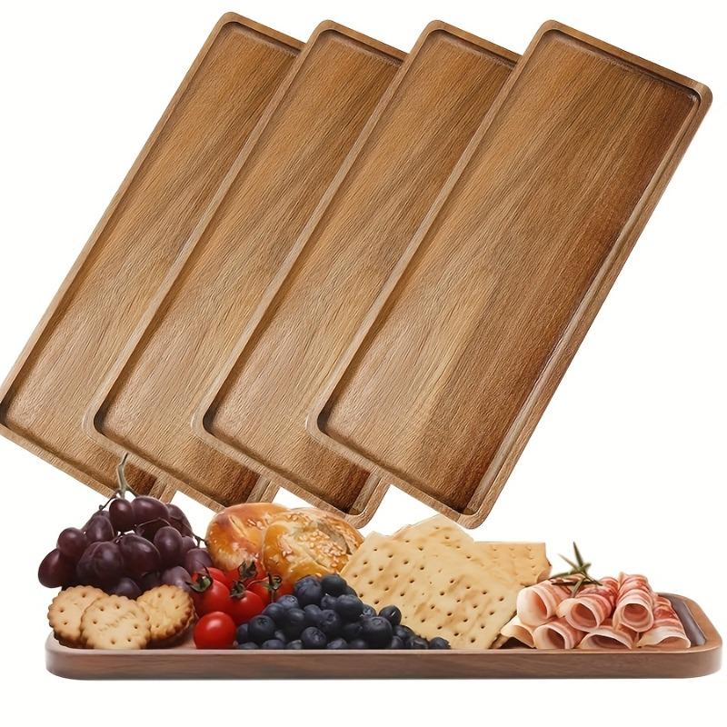 5pcs Acacia Wood Serving Platters 11.4-inch Rectangular Decorative Display Trays Cheese Cake Wooden Platters Hoom Table Decor