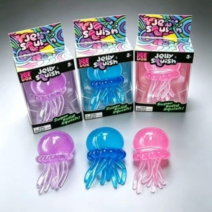 Schylling NeeDoh Complete Fidget Toy Super , Popsicle/Jellyfish/Ice Cube/Fuzz Ball Slow‑Rebound Squish Toys for Kids & Adults
