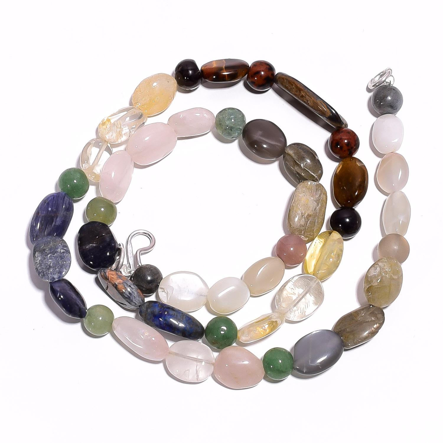 

Natural Rose Quartz Aventurine Gemstone Smooth Beads Necklace 17 UB-4655 UB-4655