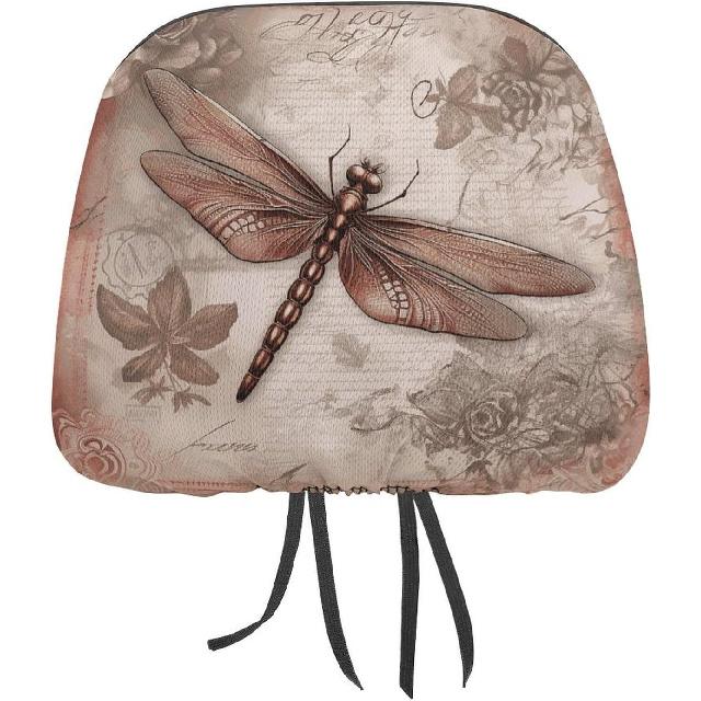 Dragonfly Bee 1 PCS Car Headrest Cover Universal Headrest Covers Soft Breathable Car Head Rest Covers Set Elastic Head Rest Protector Auto Seat Cover 1 PCS
