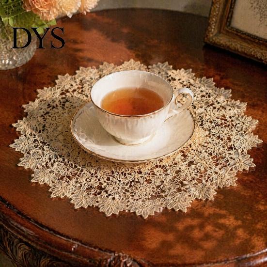 Tapis Isolants Thermiques Protecteurs pour Bols, Set de Table Rond en Dentelle Florale, Sous-Verre Brodé, Sous-Plat Pliable, Sets de Table Rétro pour Table de Cuisine, Sets de Table pour Théière