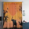 African Safari With Camels And Elephant On Sunset Tulle Sheer Curtains for Living Room Kitchen Decoration Voile Organza Curtains