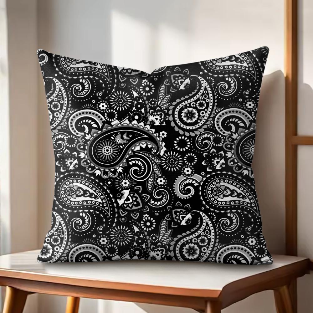 Painted Design PPaisleyS Cushion Cover Natural Linen Organic Fabric DoubleSided Printing Couch Pillow Covers Home Decor