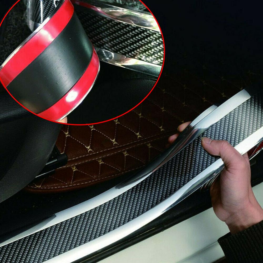 VÂNZARE Fibră de carbon Bandă de turnare din cauciuc Moale Negru Trim Bandă pentru bara de protecție DIY Protector pentru prag Protecție pentru margini Autocolante pentru mașină