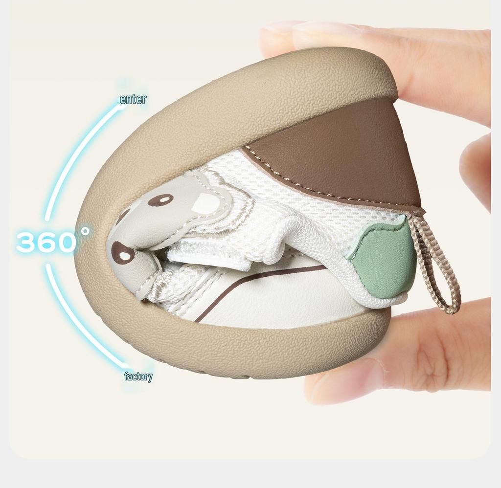 Yingbeimi Ni Children's Barefoot First Walker Shoes 2026 - Spring Cartoon Style for Toddlers, Girls & Boys with Little Bear Design.