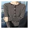 Navava Casual STripe BuTTon Long Sleeve KniT T shirT Nk2275