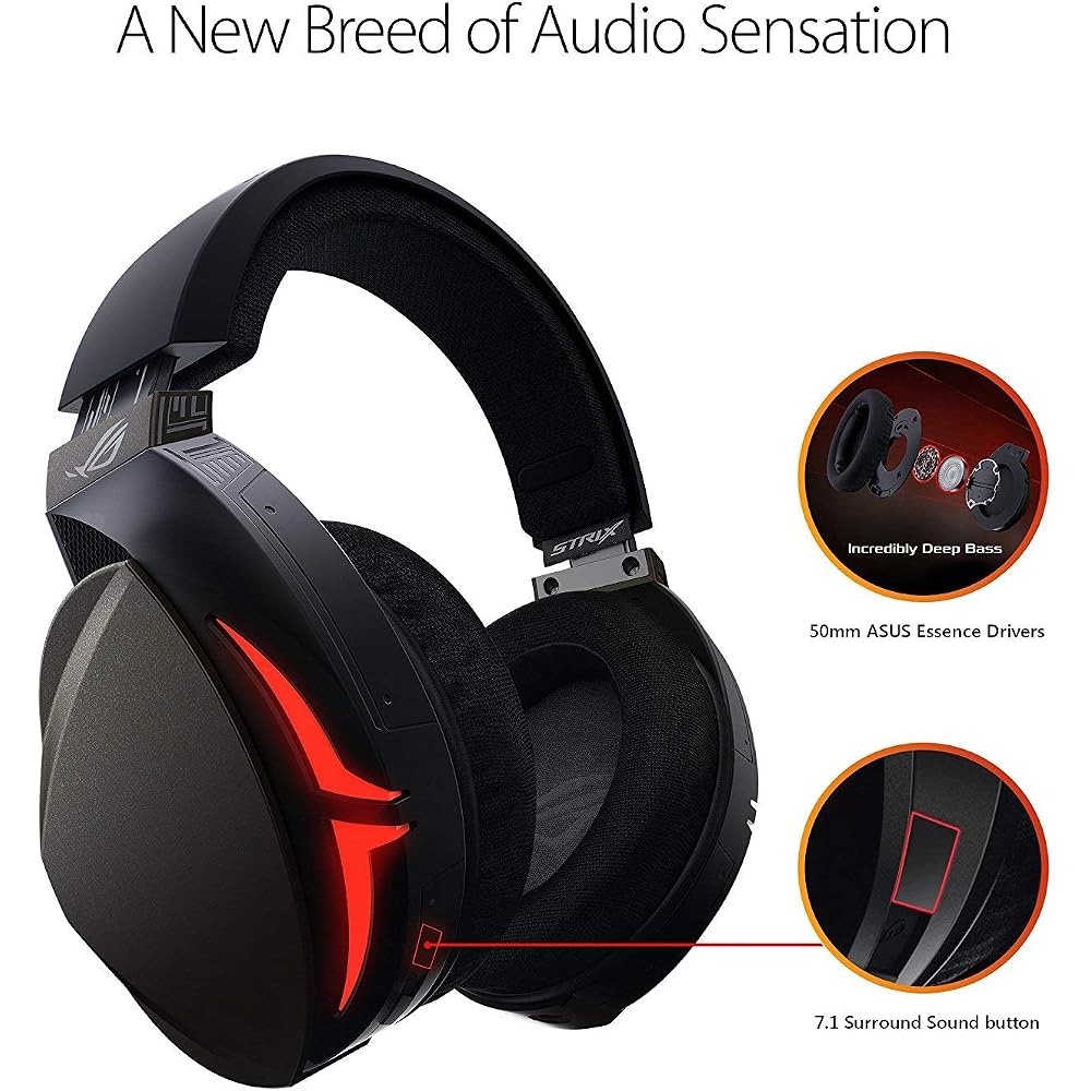 ASUS ROG Strix Fusion 300 Gaming Headset USB 2.0 and 3.5mm Connector Compatible with PC Mac and Gaming Consoles