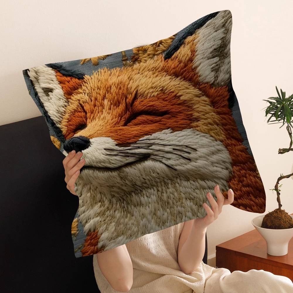 Anime Fox Printed Cushion Cover Inches Farmhouse Decor Home Throw Pillow Covers for Couch Decorations