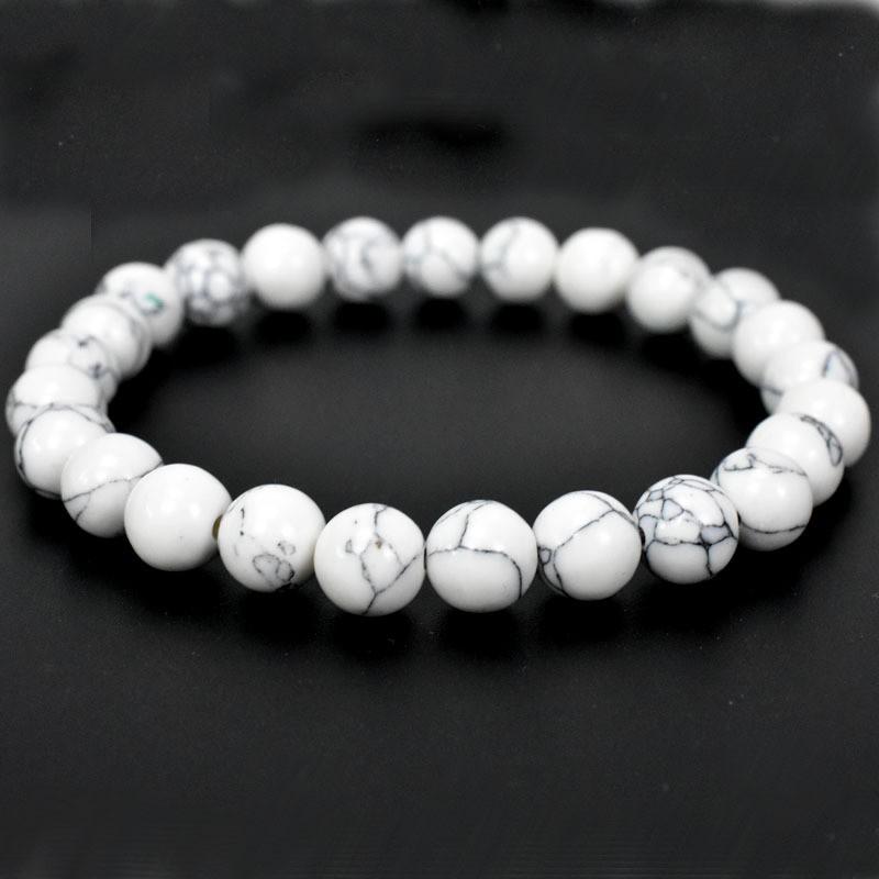 

Браслет из имитации натуральной бирюзы 8 мм, подарки на день рождения для мальчиков и девочек One Size белый