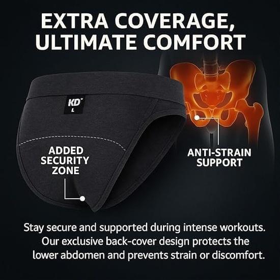 KNK Men’s Gym Jockstrap Supporter with Back Cover | 100% Organic Cotton Jockstrap with Cup Pocket | Sports Fit  Black- Pack of 1- XS