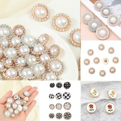 10 Stück Legierung Glänzend Strassstein Perle Kleidungsknöpfe DIY Kleidung Nähen Knopf Handarbeit Handgemachte Accessoires