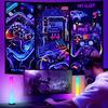 Galoker Blacklight Gaming Tapestry Cool Neon Game Controller Tapestry UV Reactive Gamer Player Wall Tapestries Funny Art Gaming Poster Tapestries