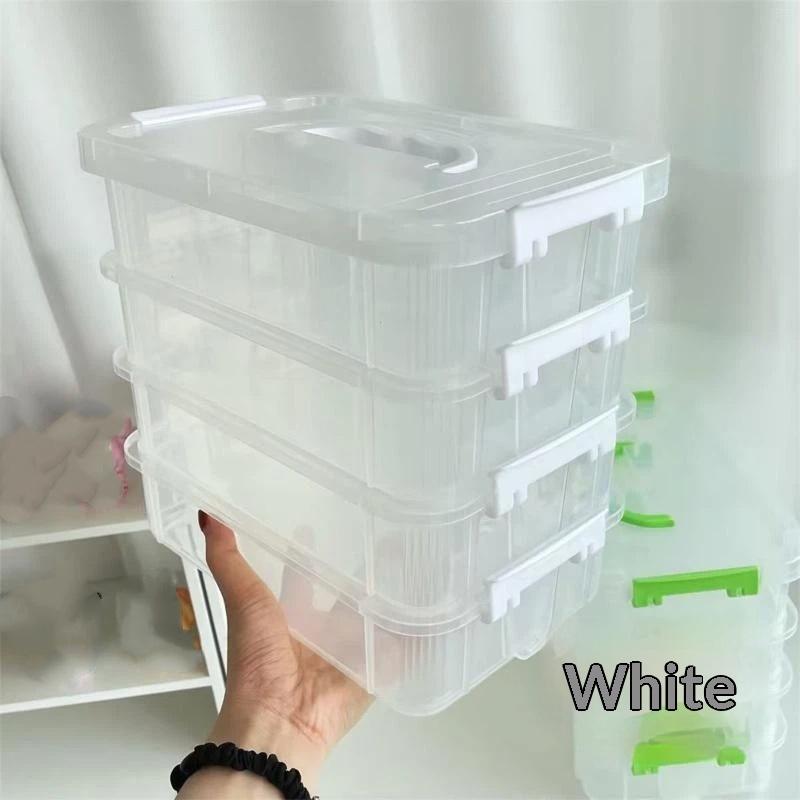 4-Schichtige Transparente Kunststoff-Aufbewahrungsbox Abdeckung Unterteilte Schubladen-Aufbewahrungsbox Baustein-Aufbewahrungsbox Tragbare Aufbewahrungsbox