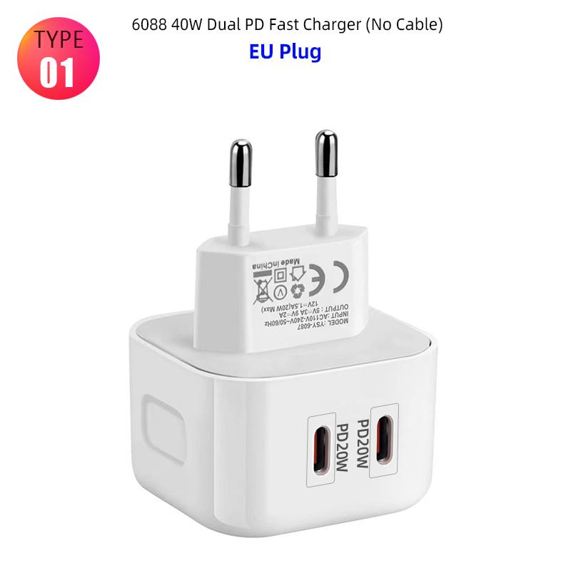 Încărcător USB C 40W Încărcător Rapid Priza 2 Porturi Încărcător Tip C PD Încărcător de Perete Adaptor de Alimentare pentru Samsung Xiaomi iPhone 14 13 QC3.0