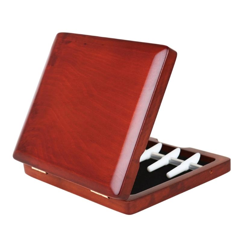 Portable Bassoon Reed Organizer Case Portable Wood Storage Box Reed Holder Protective Case Wood Texture for 5 Reed