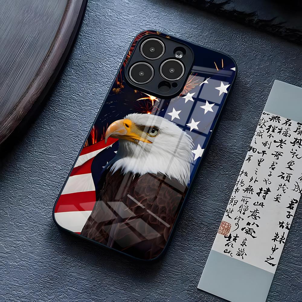 American USA Flag Eagle Phone Case For IPhone 13 Pro Max 14 16 Plus 12 Mini 11 15 X XR XS 8 7 Plus SE Tempered Glass Cover