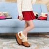 Girls Cute Bowknot Solid Color Winter Warm Snow Ankle Boots Slip On Flat Shoes