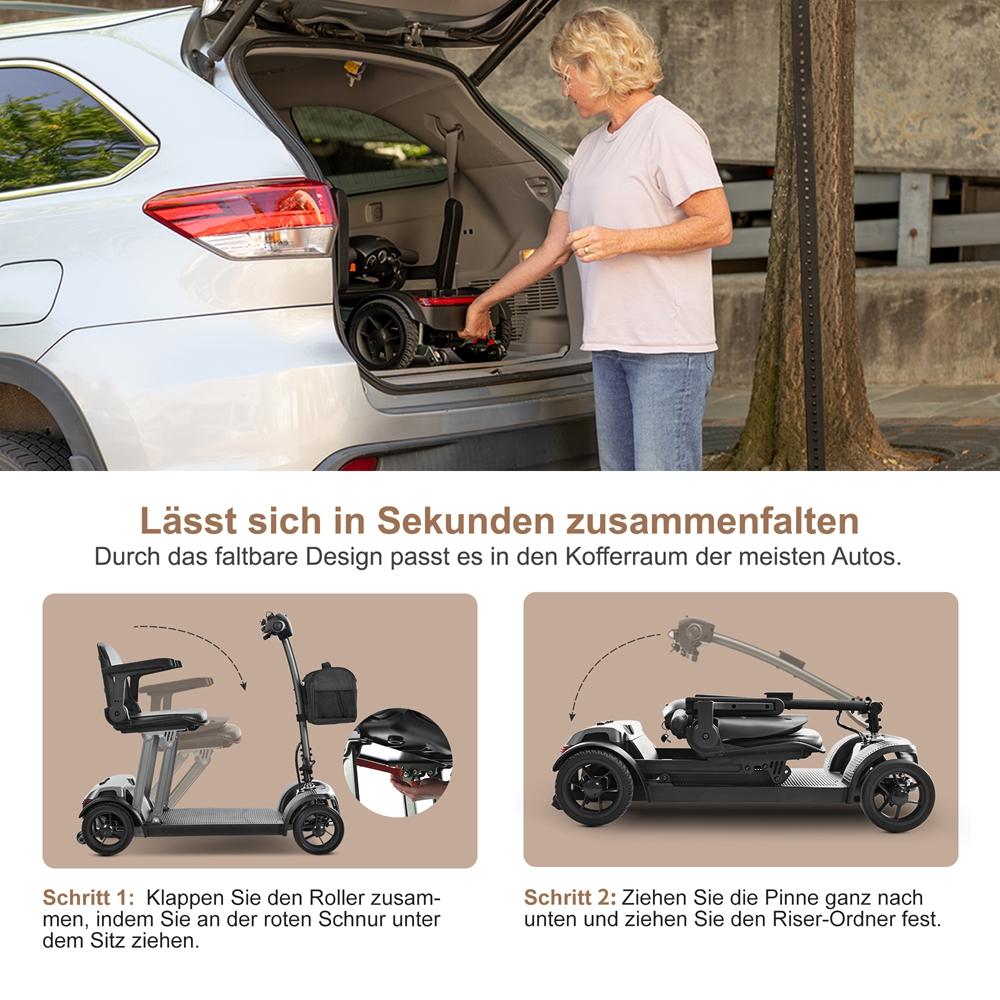 Sweetrich Air Traveller Electric Mobility Scooter for Seniors, 24V 20AH Battery, 180W Motor, 6km/h Maximum, 25km Range.