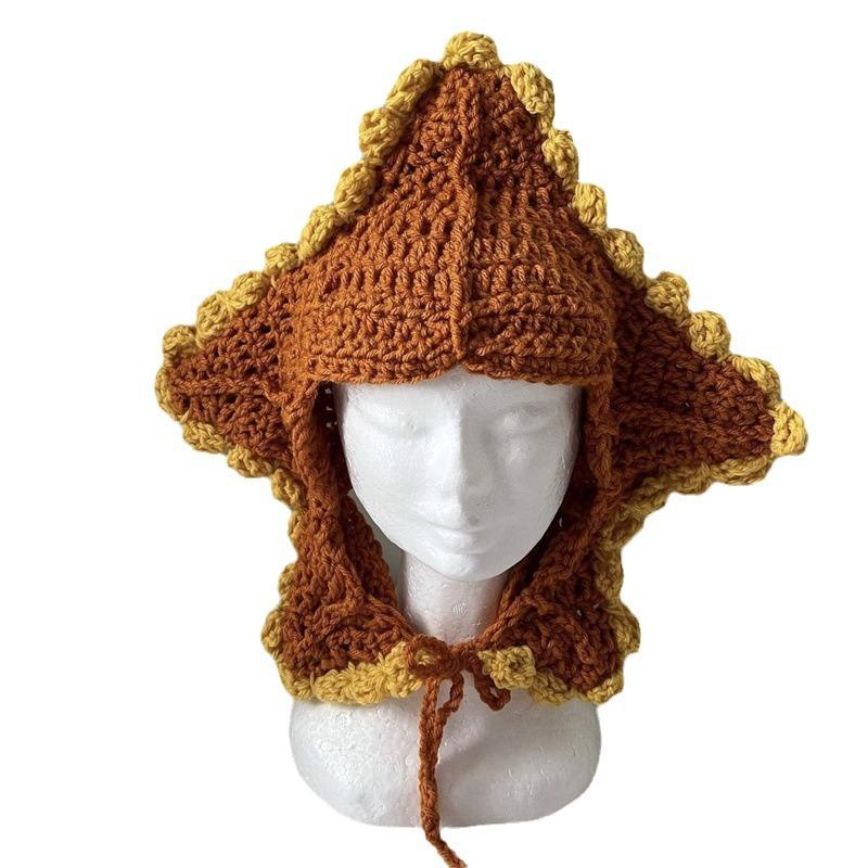 Einfarbige gestreifte Katze-Ohr-Mütze, modische und personalisierte Quasten-Überziehmütze für Erwachsene