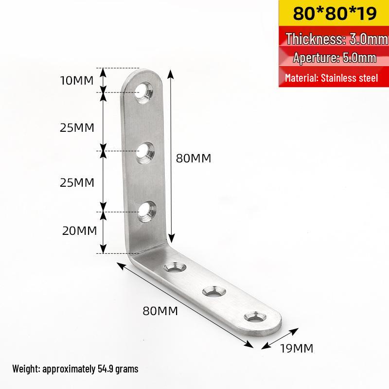 Stainless Steel 90° Right Angle Bracket for Furniture and Shelf Support