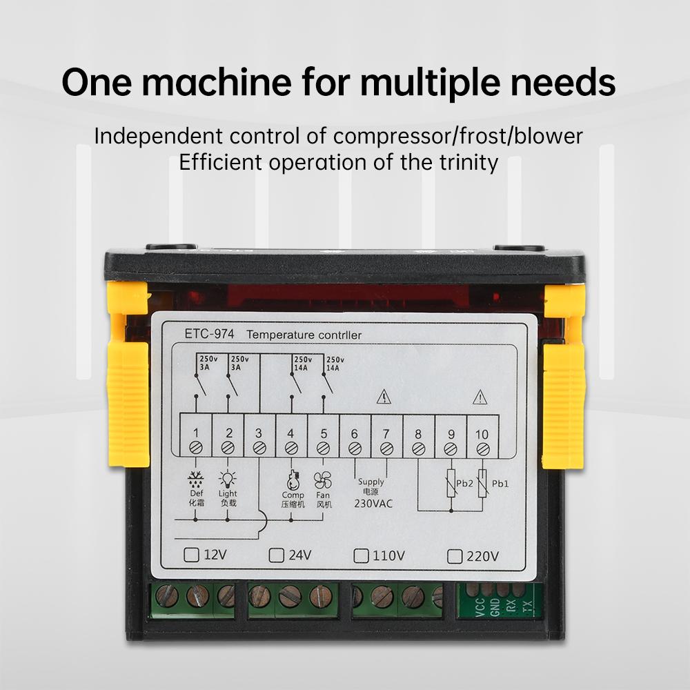 ETC-974 Controlador de Temperatura Alta Precisión Pantalla Digital Inteligente Control de Calefacción Descongelación de Refrigerador