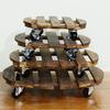Wooden Flower Pot Tray Round Plant Rolling Board Outdoor Weatherproof Plant Pot Base with 360 Rotating Wheels for Indoor Outdoor Potted Plants