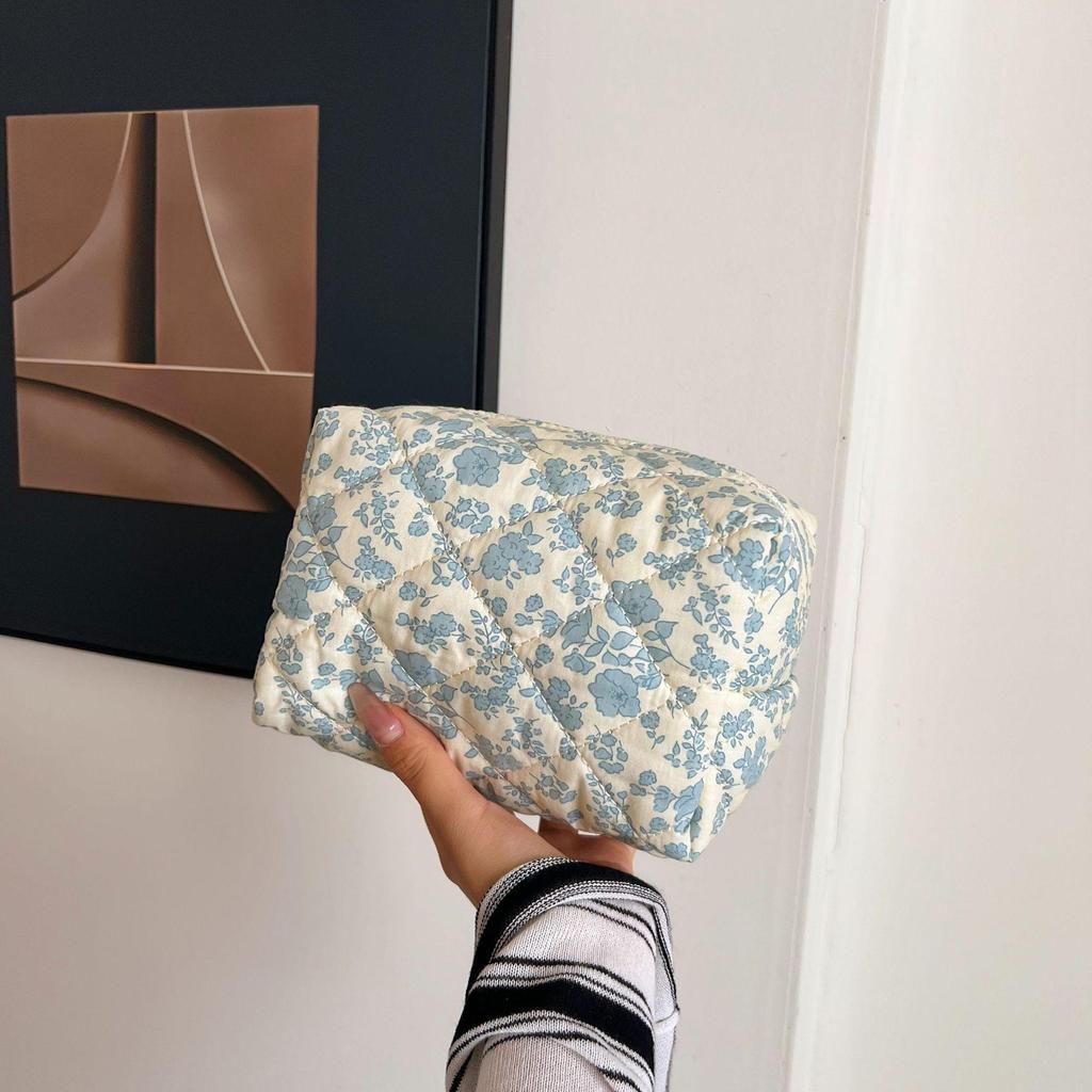 2024 Floral Cotton Cosmetic Bag - Large Capacity, Portable, Hand-Held Storage