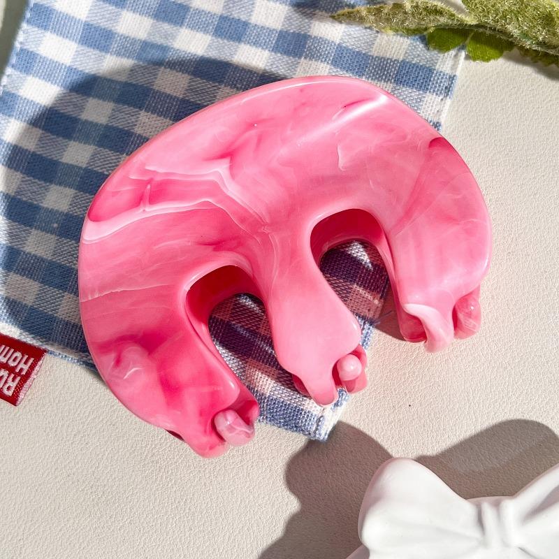 M-shaped Pumpkin Claw Clip High-end Marble Ponytail Hair Clip Back of The Head Updo Shark Clip Hair Accessory