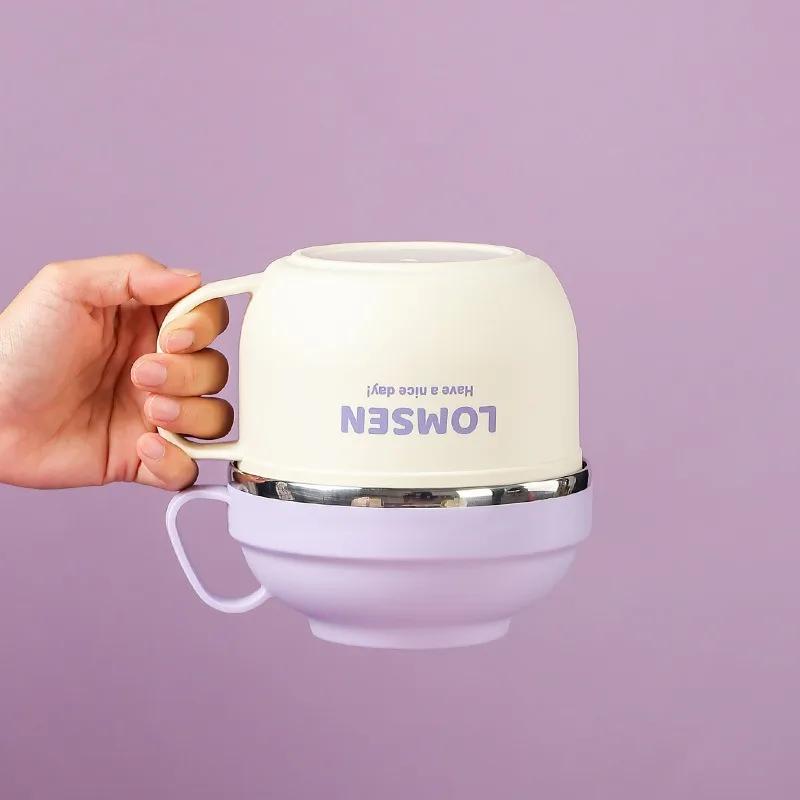 304 Stainless Steel Lunch Box Large Capacity Noodle Bowl Chopsticks Spoon Students Office Worker Bento Box with Insulated Bag