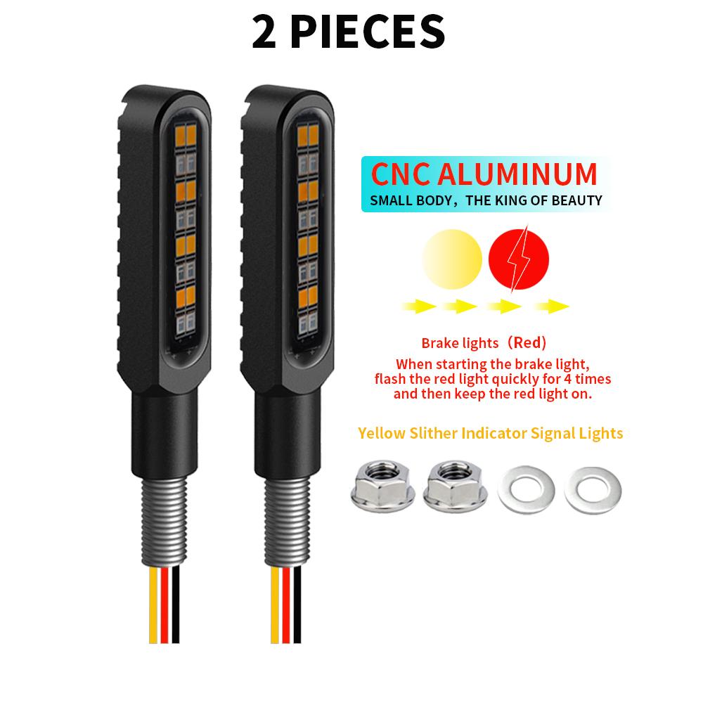 2x Mini Motorcycle LED Dynamic Flowing Light Stop Brake Turn Signals Indicator