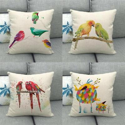 Home Decor Colorful Birds Print Decorative Throw Pillow Pattern Cushion Cover Suitable For Sofa Bedroom Car Pillow Cover