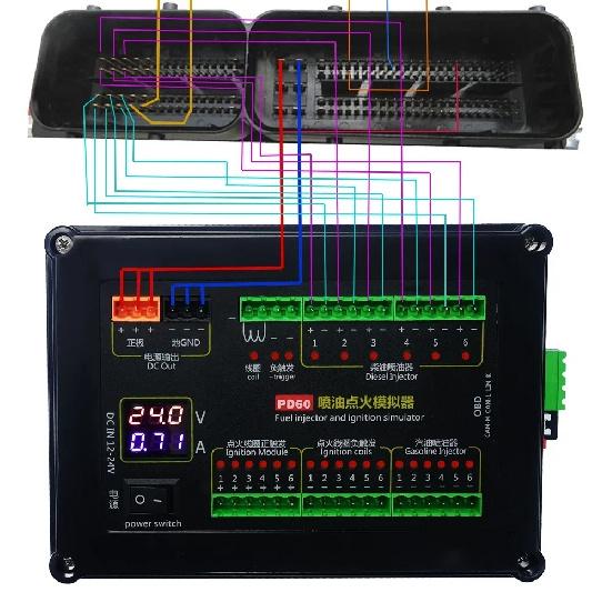 PD60 Auto-Injektor Kraftstoffeinspritzung Zündsimulator Benzin- und Dieselfahrzeug Auto-Computerplatine ECU Wartungstester