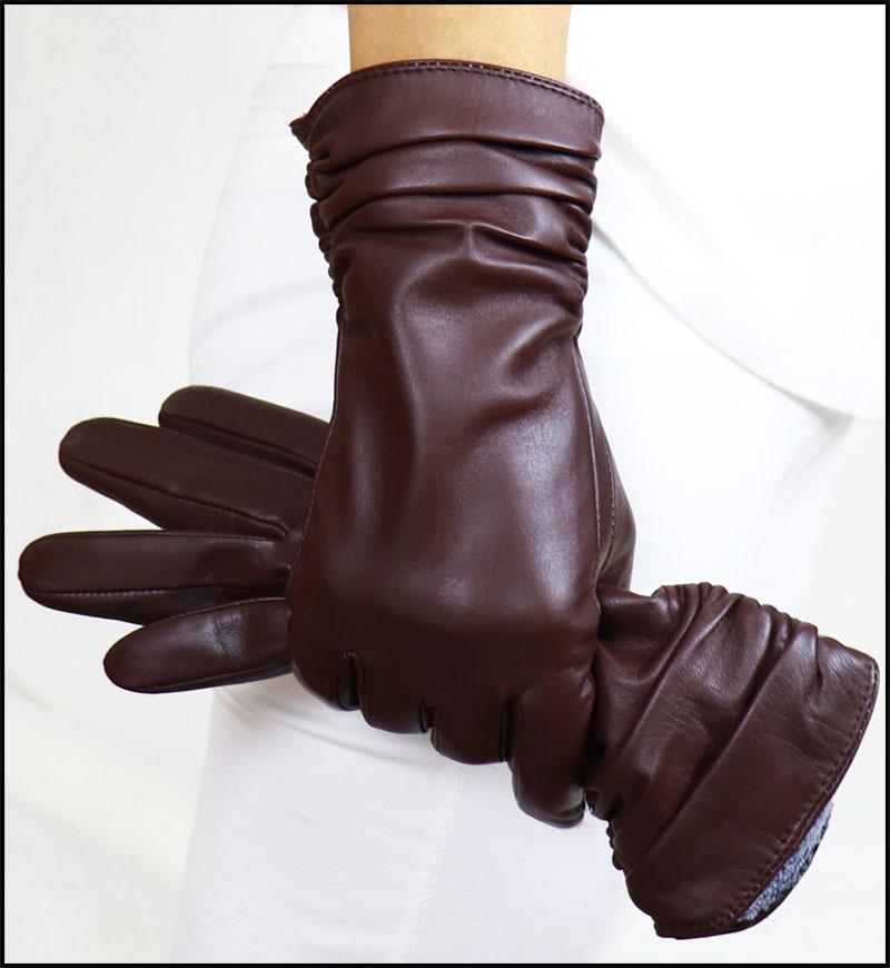 High-end Women's Long Black Leather Gloves - Touchscreen, Warm, Plus Velvet, for Autumn/Winter