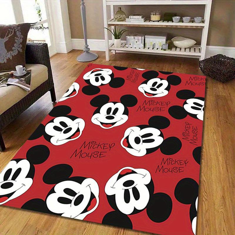1pc Mickey and Minnie Area Rug, Non Slip Floor Mat, Cartoon Character Design, Soft Velvet, Room Decor, Washable