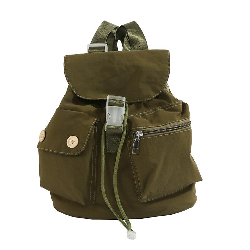 Korean-style niche design pocket butt backpack, college-style versatile student schoolbag, casual travel nyl backpack зелёный