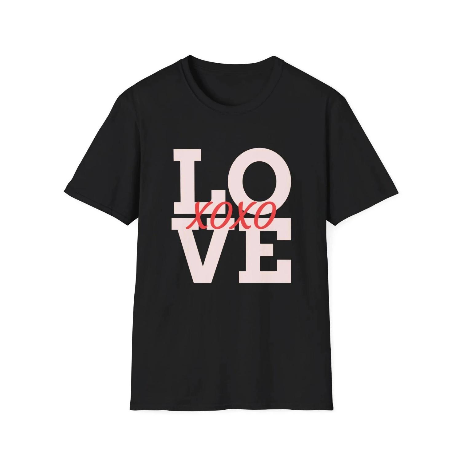 

Women Men Clothes Retro Unisex Round Neck Tee Tops XOXO Love Graphic T-shirts Cotton Soft XXXXXL чорний