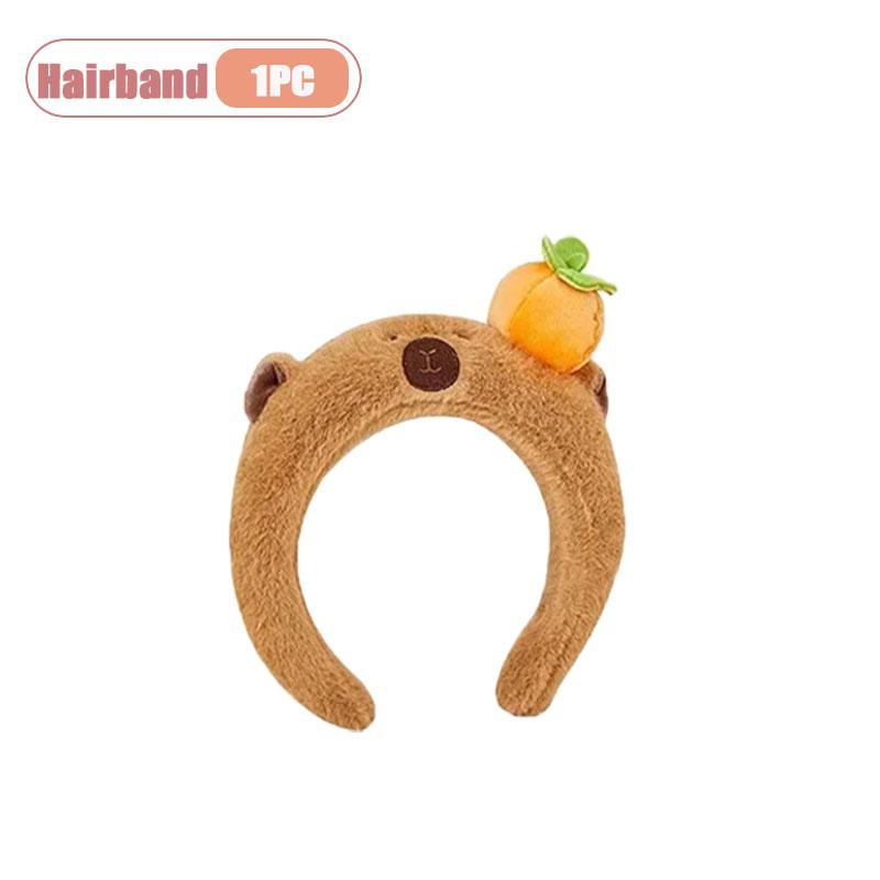 1-5PCS Capybara Headband for Women with Plush Top Cute Animal Hair Clip A Faux Fur Hair Accessory for Face Washing