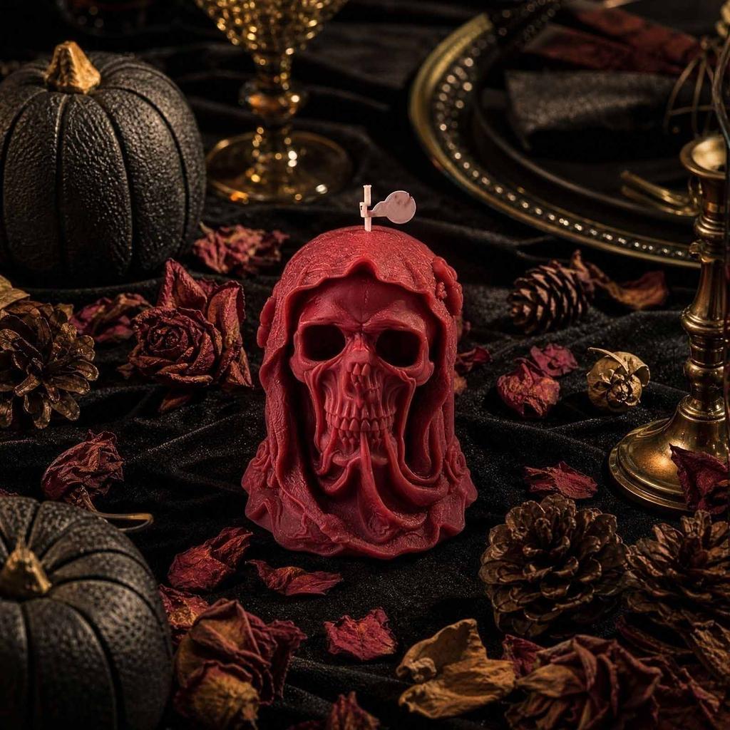Halloween Skeleton Scented Candle Decorative Wax Figurine Unique Skull Shape Aromatherapy Candle for Home Decor Gift