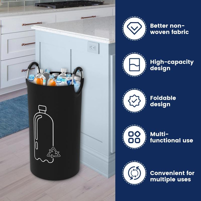 1/2/3Pcs 82L Folding Bottle Storage Basket, Kitchen Waste Bottle Recycling Bag with Soft Handles, Portable Wastewater Bottle Collector