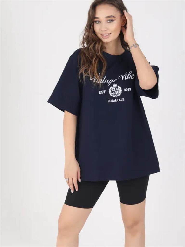 American Retro 2025 Oversized T-Shirt: Trendy High-End Print, Short Sleeve Summer Design