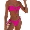 2026 New Style Solid Bandeau Tie Backless Sexy Bikini Set Comfortable Elegant Fashion For Summer Vacation & Holiday