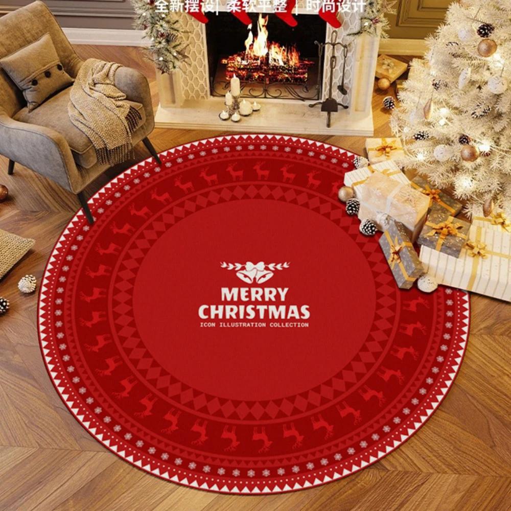 Christmas Large Round Rug Living Room Home Decor Sofa Rug Christmas Event Carpet Bedroom Bedside Soft Rug Kid's Play Mat Gifts