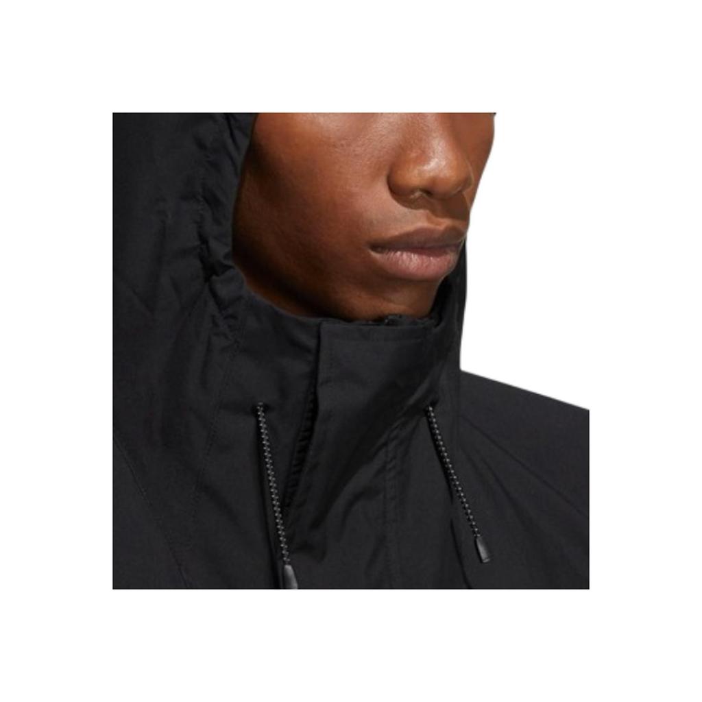 Adidas Uformell Sport Ensfarget Middels Lengde Hettevindjakke Herre Yttertøy Svart HD0041